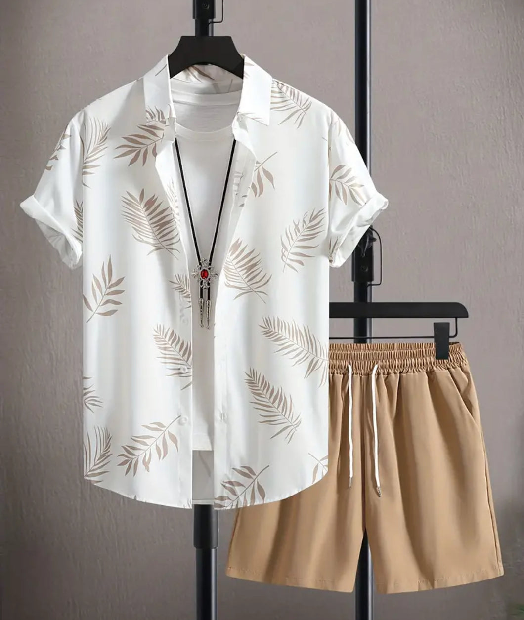 Mens Two-Piece  Tropical Summer Shorts and Shirt Set